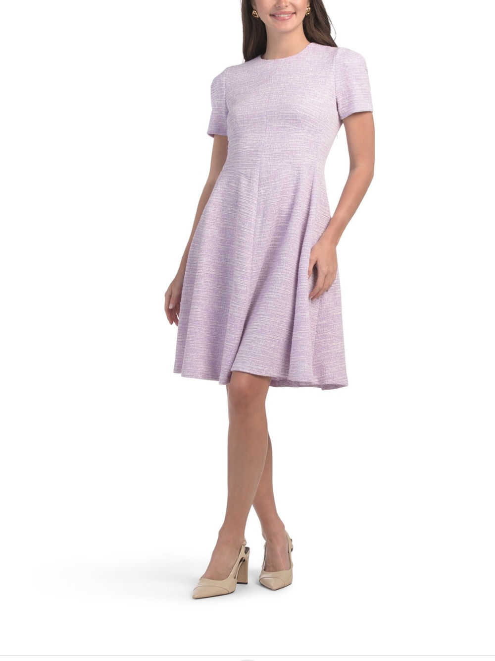 Calvin Klein Lavender Tweed Fit-n-Flare Midi Dress